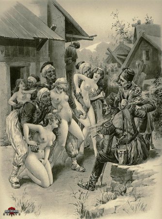 Готфрид Зибен " Турки насилуют балканских женщин" 12 литографий, 1909